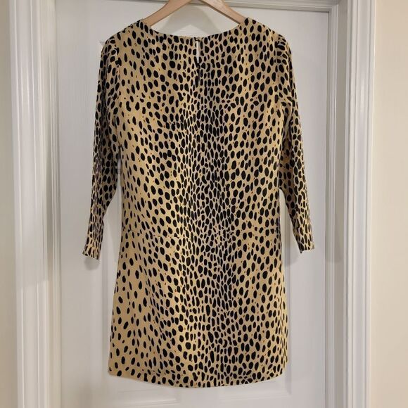 J. Crew Jules Leopard Shift Dress 3/4 Sleeve Sz 4 - Picture 3 of 6